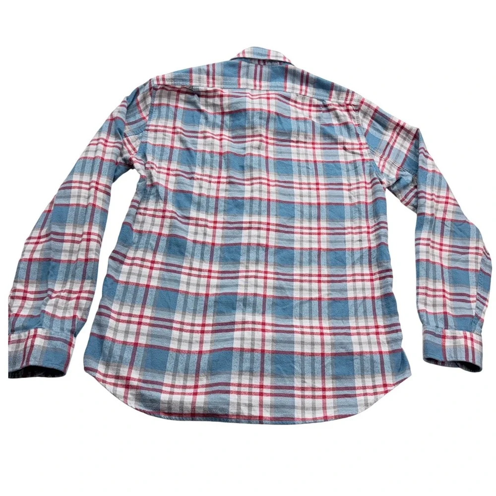 J. Crew Slim Plaid Flannel Button Down Shirt Mens Medium Blue Red